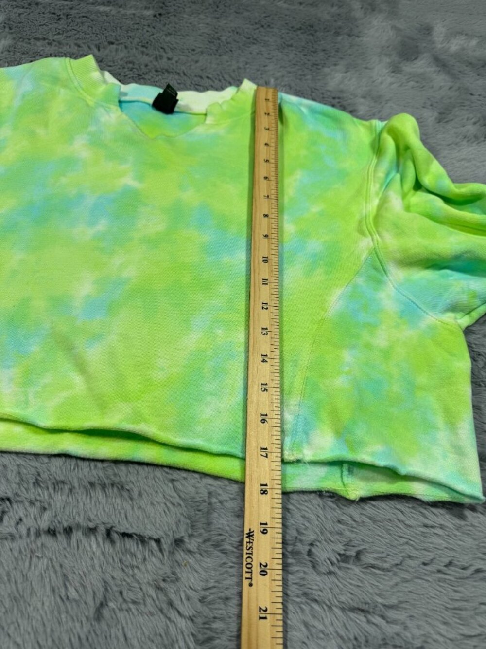 Wild Fable Sweatshirt Women's M Green Tie-Dye Cotton Lined Cropped Oversized - Picture 6 of 13